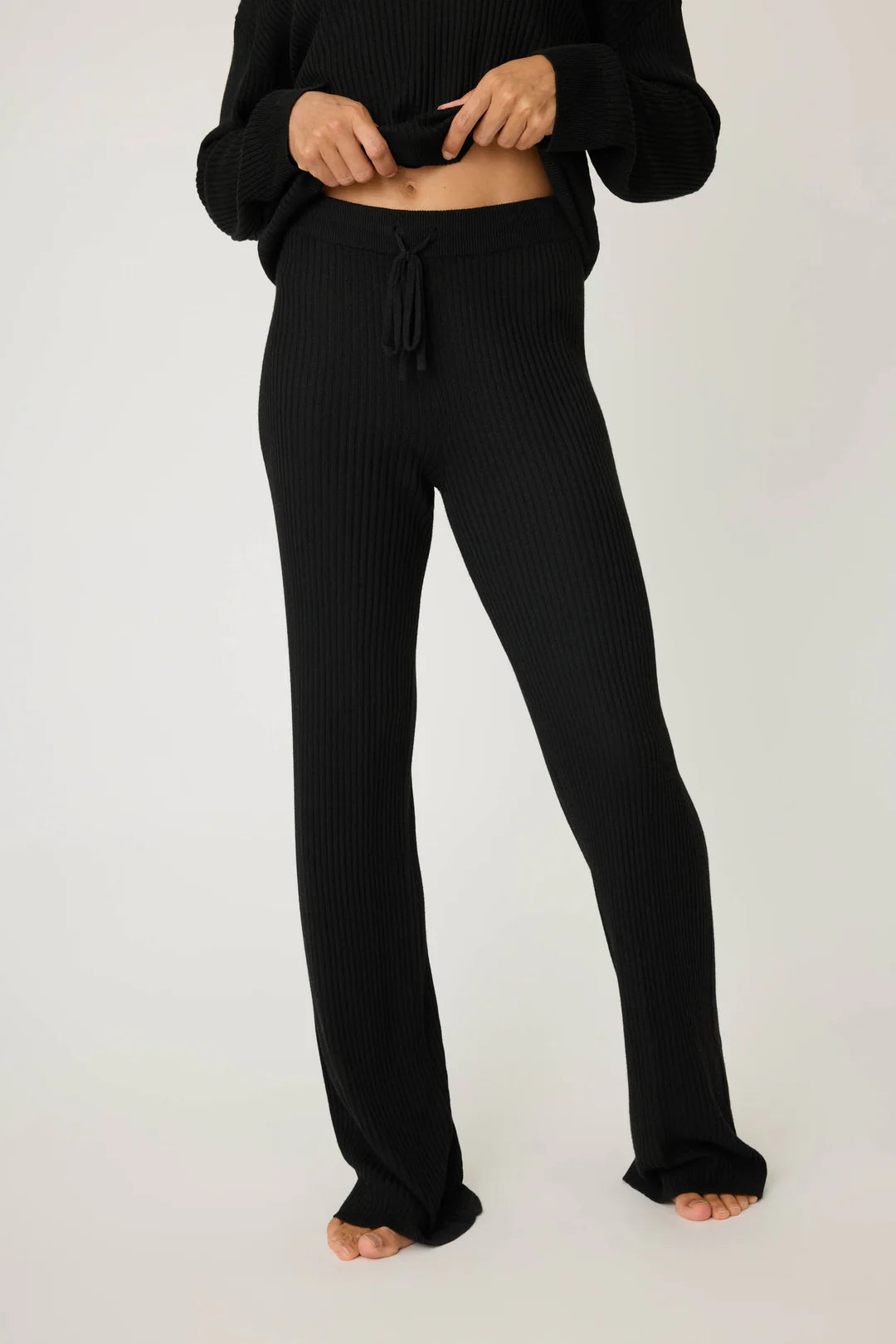 Jet Set Luxe Rib Pant - Black