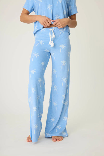 Cabana Paradise Palm Print Lounge Pants - Bright Blue