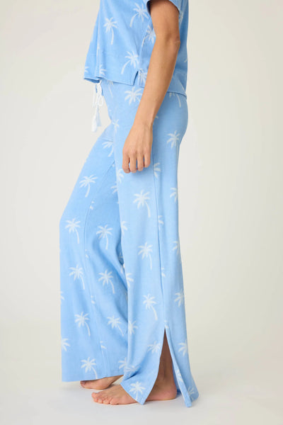 Cabana Paradise Palm Print Lounge Pants - Bright Blue