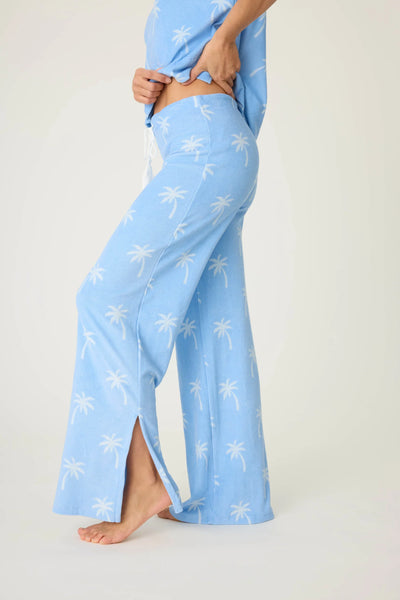 Cabana Paradise Palm Print Lounge Pants - Bright Blue