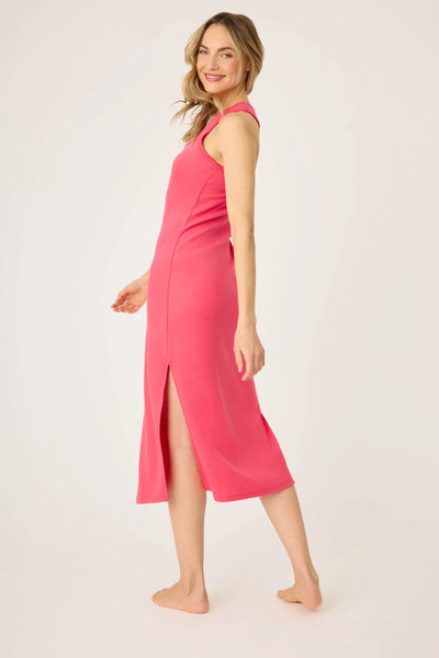 Tropical Dreams Solid Midi Dress - Raspberry