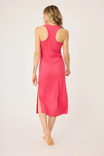 Tropical Dreams Solid Midi Dress - Raspberry