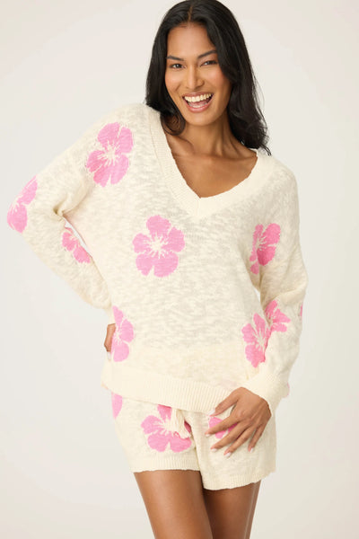 Bali Bay Floral Knit Sweater - Ivory