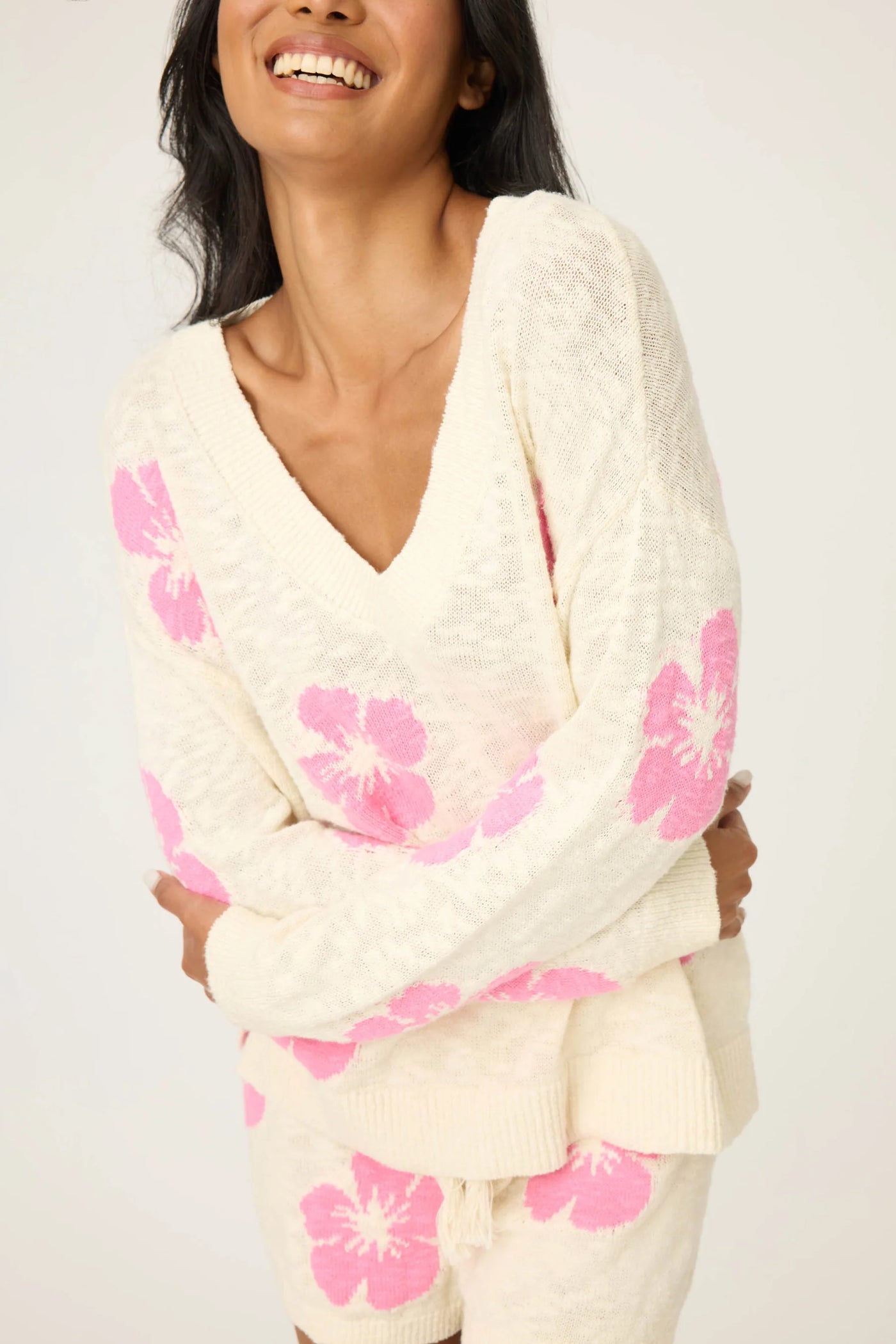 Bali Bay Floral Knit Sweater - Ivory