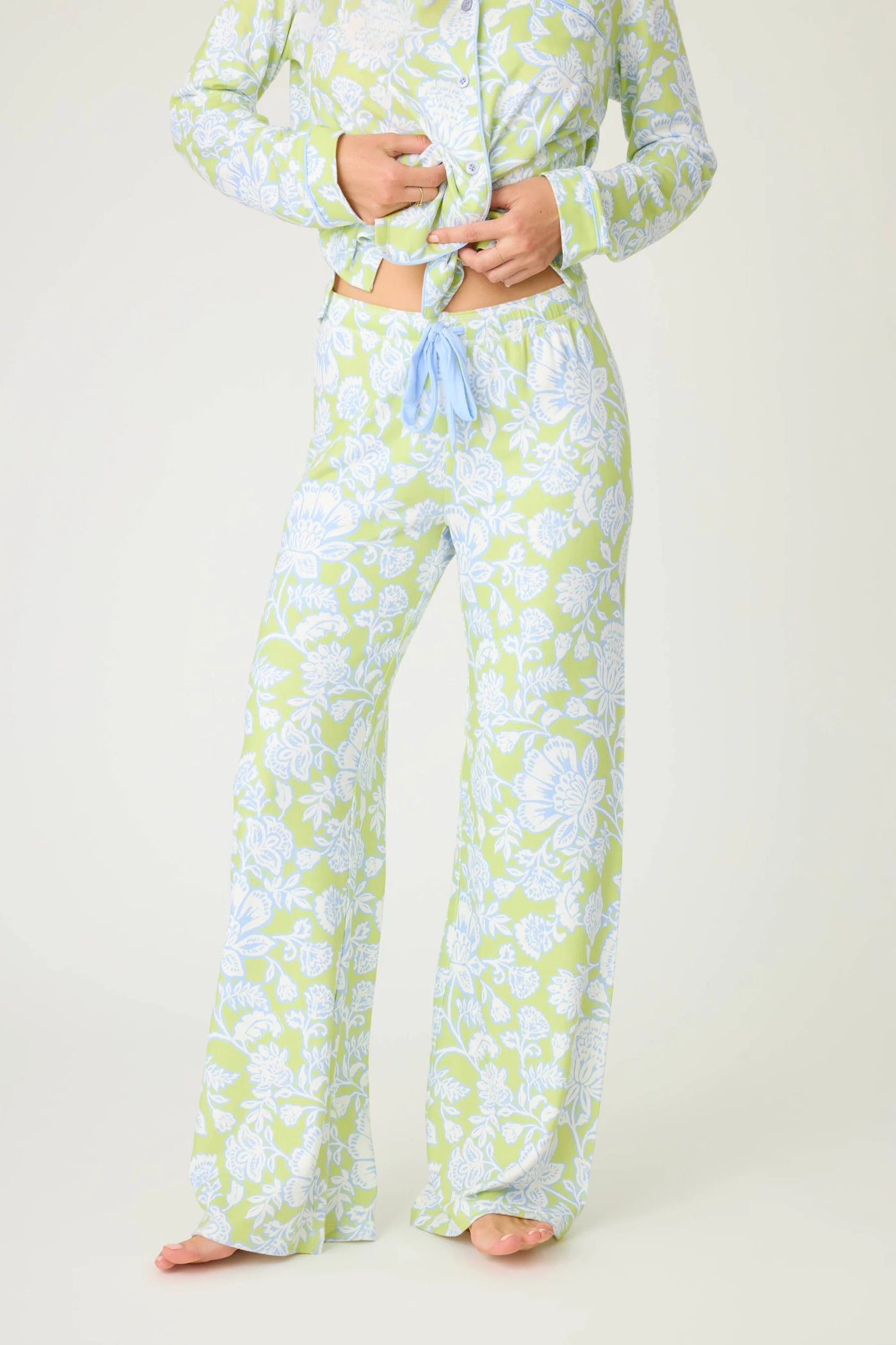Beautiful Life Floral Open Leg Pant - Electric Lime