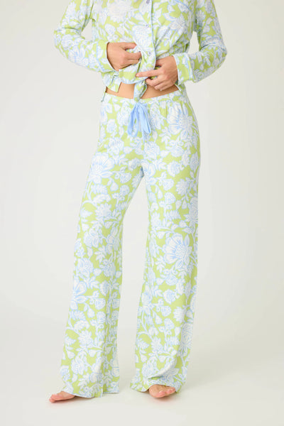 Beautiful Life Floral Open Leg Pant - Electric Lime