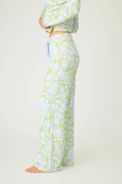 Beautiful Life Floral Open Leg Pant - Electric Lime