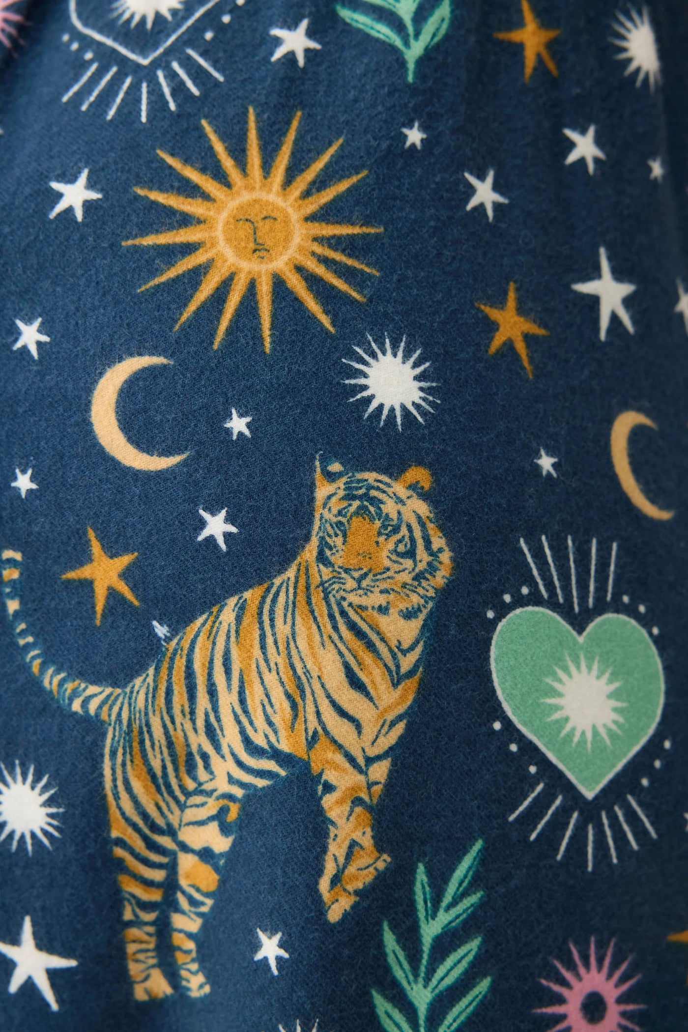 Wild At Heart Tiger Print Flannel Pajama Pants - Navy