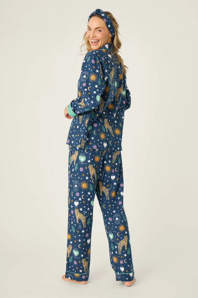 Wild At Heart Tiger Print Flannel PJ Set - Navy