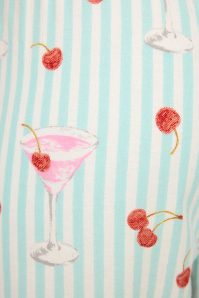 Ma Cherie Cherry Print Flannel Pants -  Light Mint