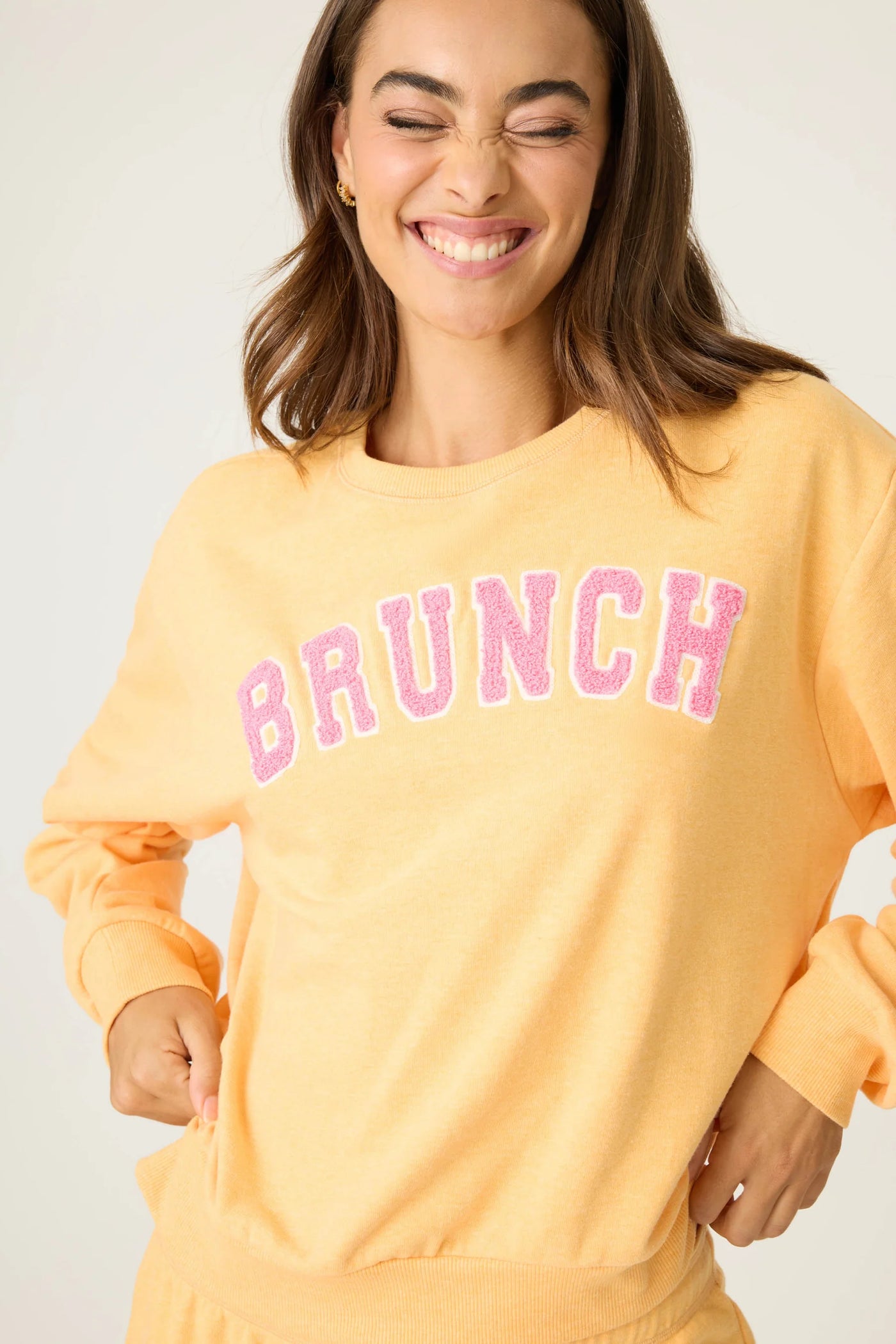 Mimosa Me Graphic Terry Sweatshirt - Orange Crush