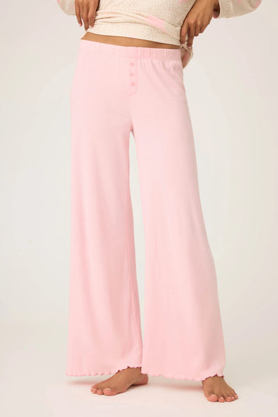 Stay Wild Solid Pointelle Lounge Pants - Pink Coral