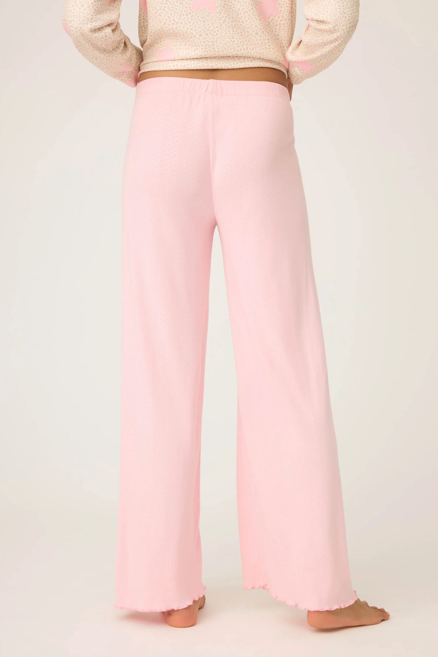 Stay Wild Solid Pointelle Lounge Pants - Pink Coral
