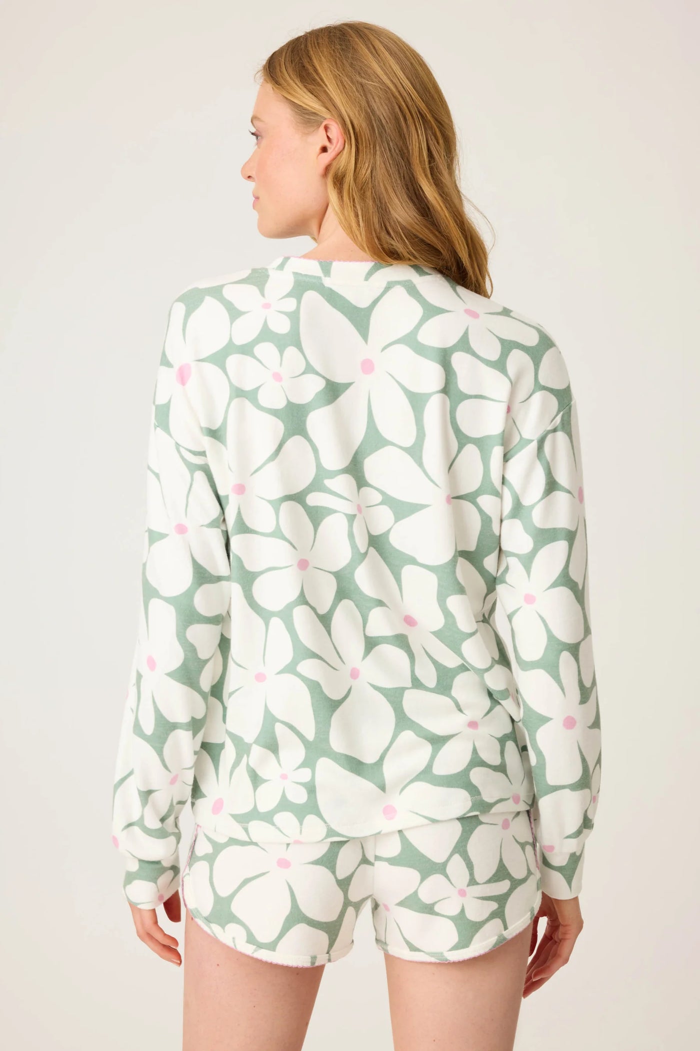 Wish You Were Here Floral Print Long Sleeve Top - Loden
