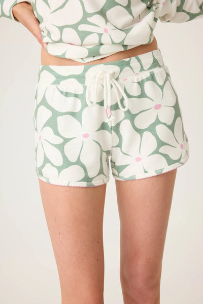 Wish You Were Here Floral Print Shorts - Loden