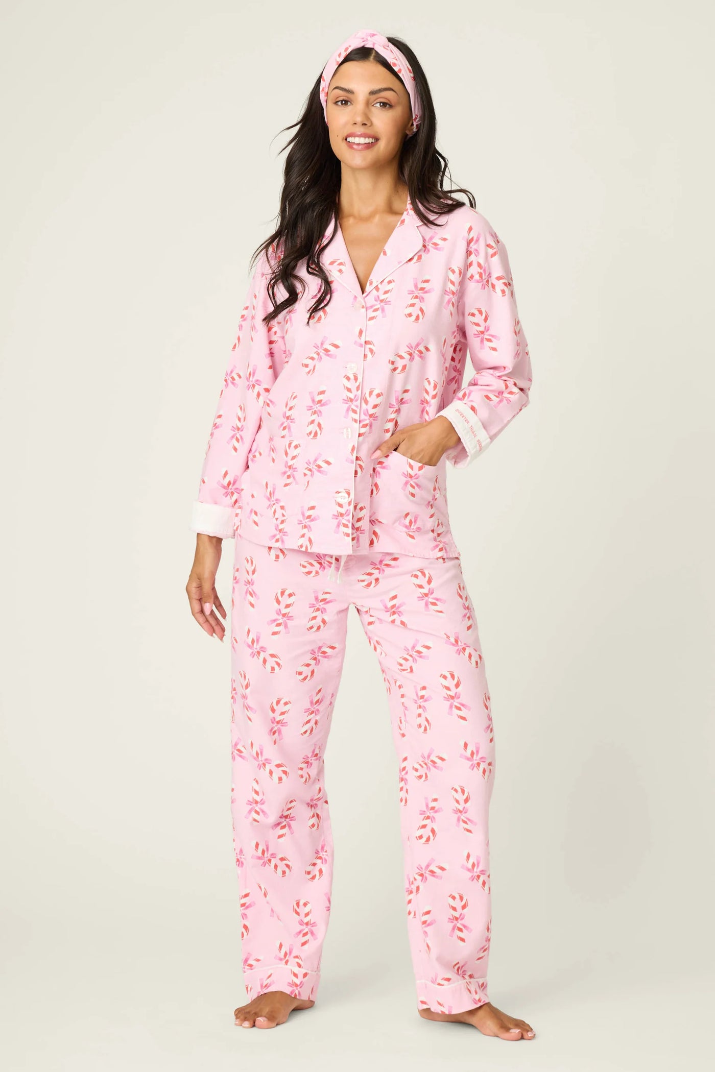 Bearly Awake 3-Piece Flannel PJ Set - Baby Pink