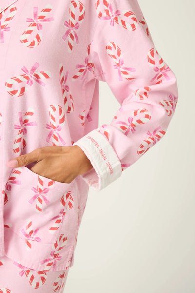 Bearly Awake 3-Piece Flannel PJ Set - Baby Pink