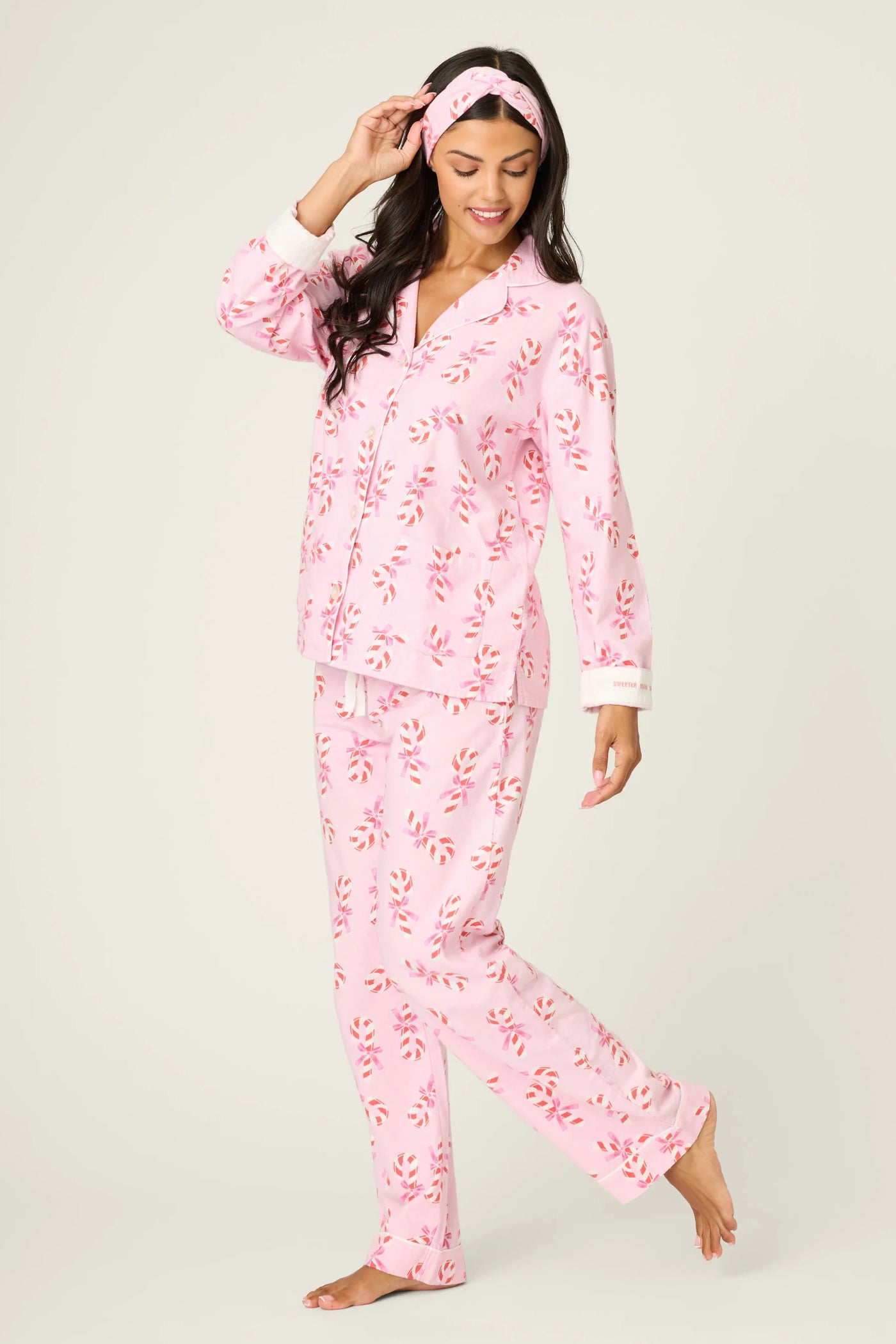 Bearly Awake 3-Piece Flannel PJ Set - Baby Pink