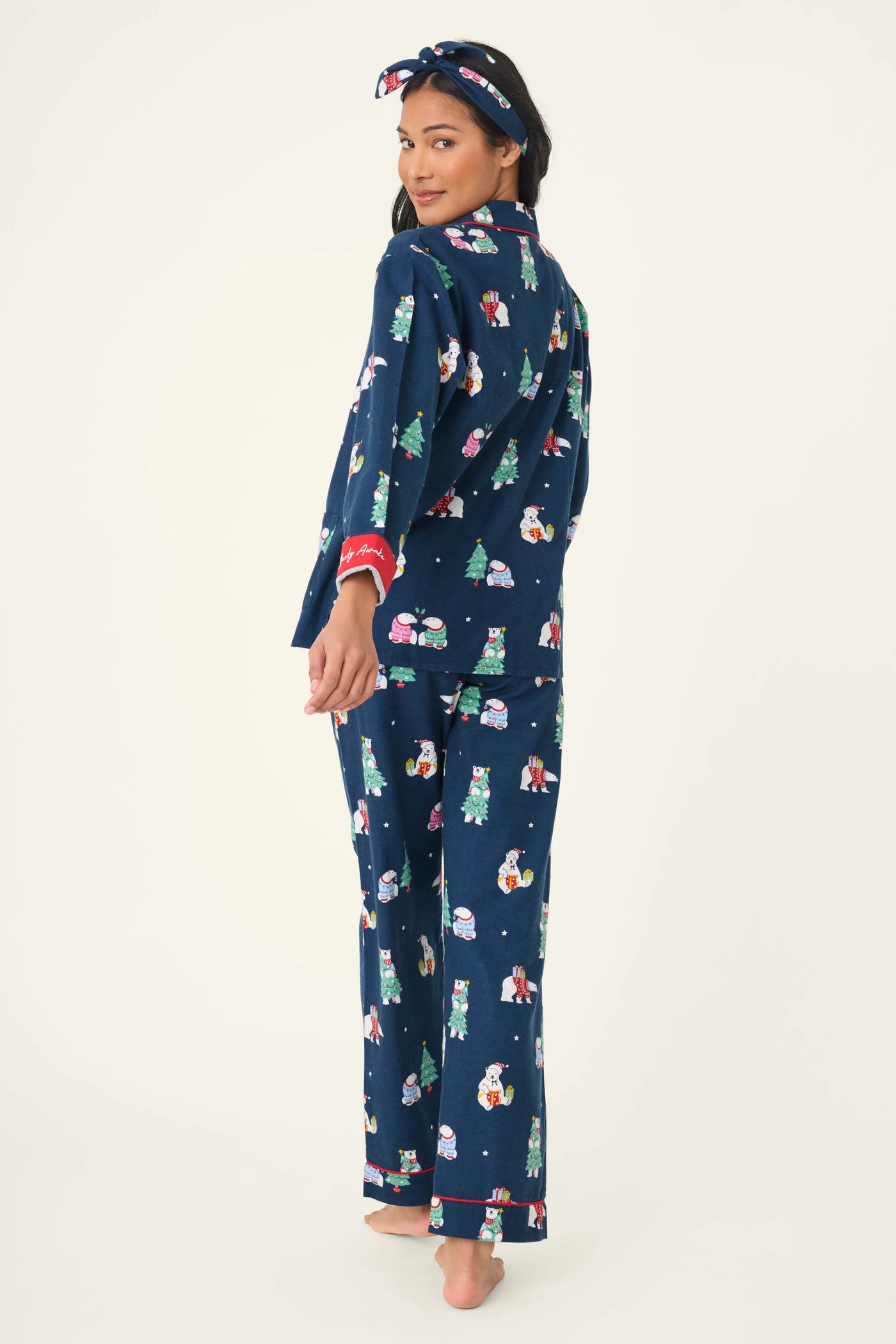 Bearly Awake 3-Piece Flannel PJ Set - Navy