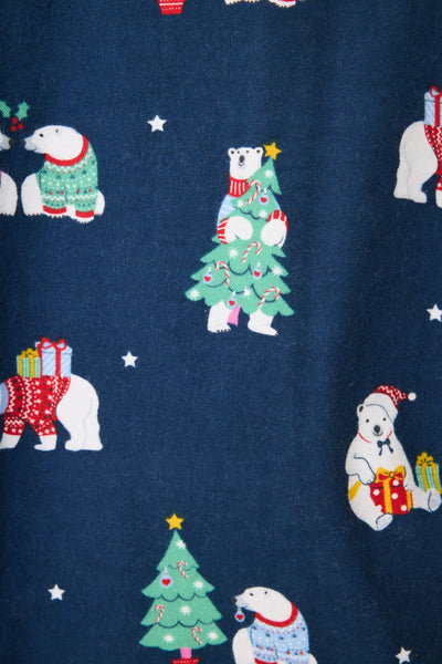 Bearly Awake 3-Piece Flannel PJ Set - Navy