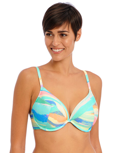 Summer Reef Plunge Bikini Top - Aqua