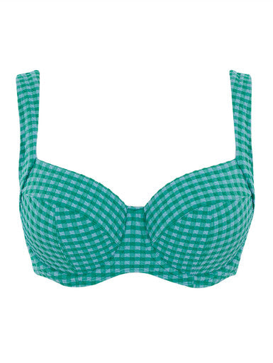 Gingham Olivia Full Cup Bikini Top - Green