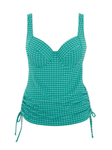Gingham Iris Balcony Tankini - Green
