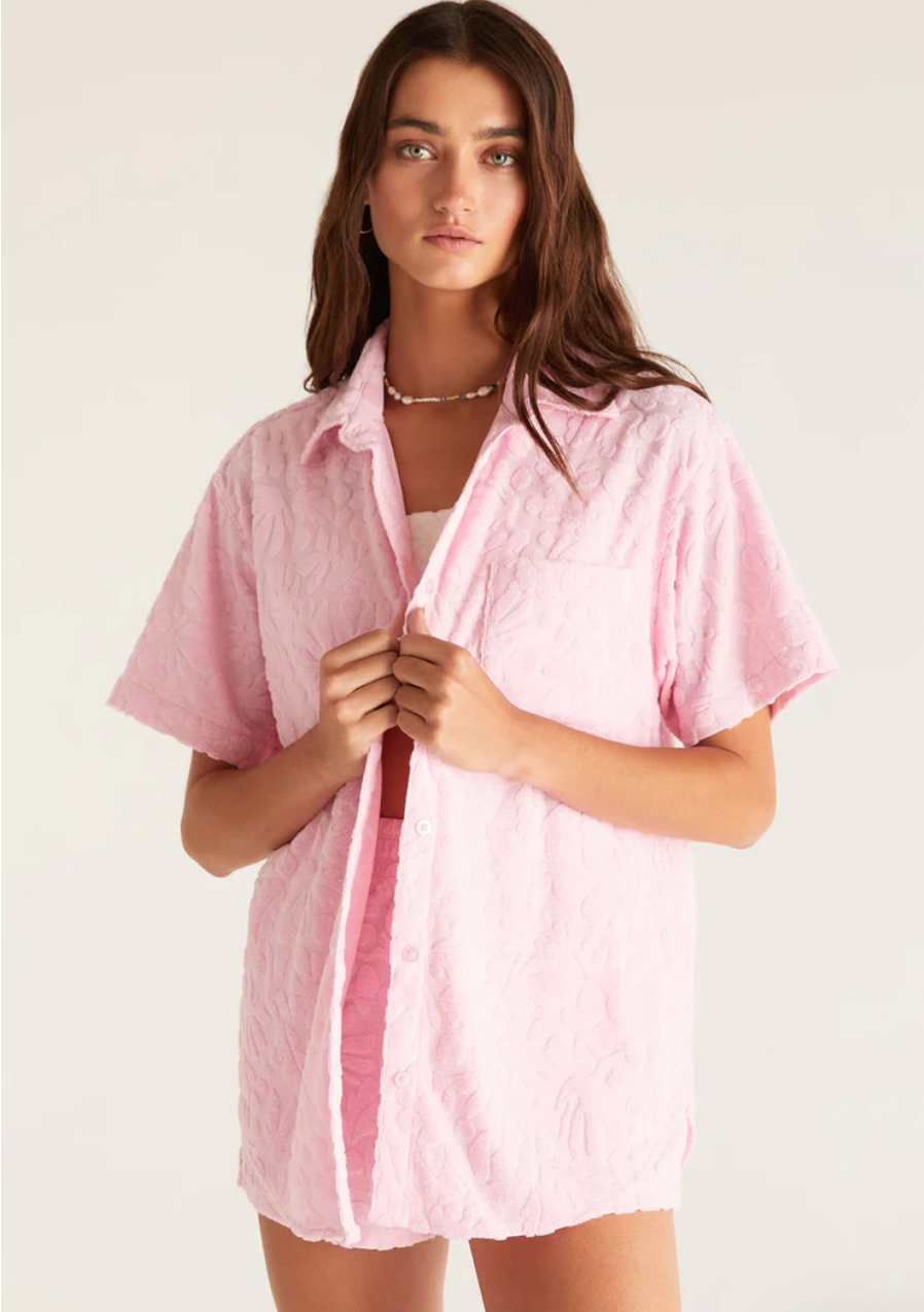 Sea Ya Jacquard Terry Shirt - Paradise Pink