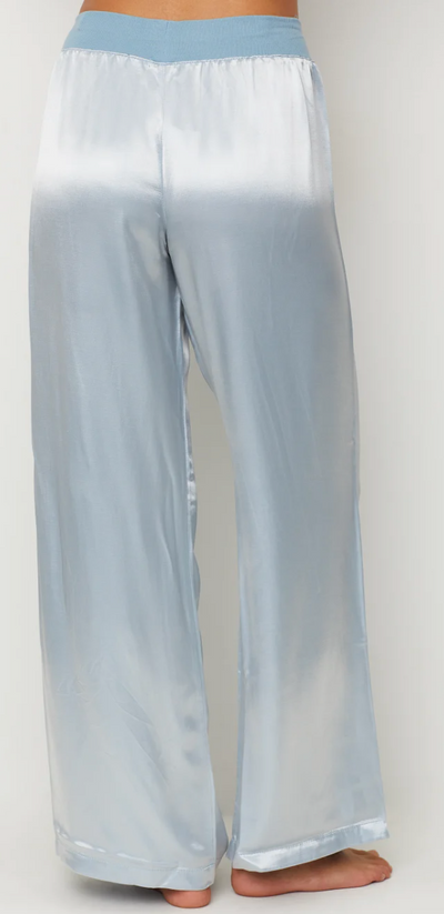 Jolie Satin Pant With Rib Waistband And Adjustable Drawstring - Morning Blue