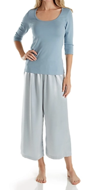 Norah Rib Knit 3/4 Sleeve Tee - Morning Blue