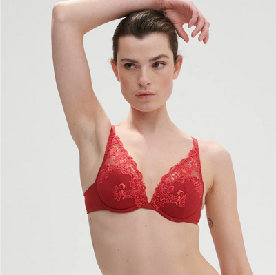 SAGA Plunging Push-up  Bra - Lipstick