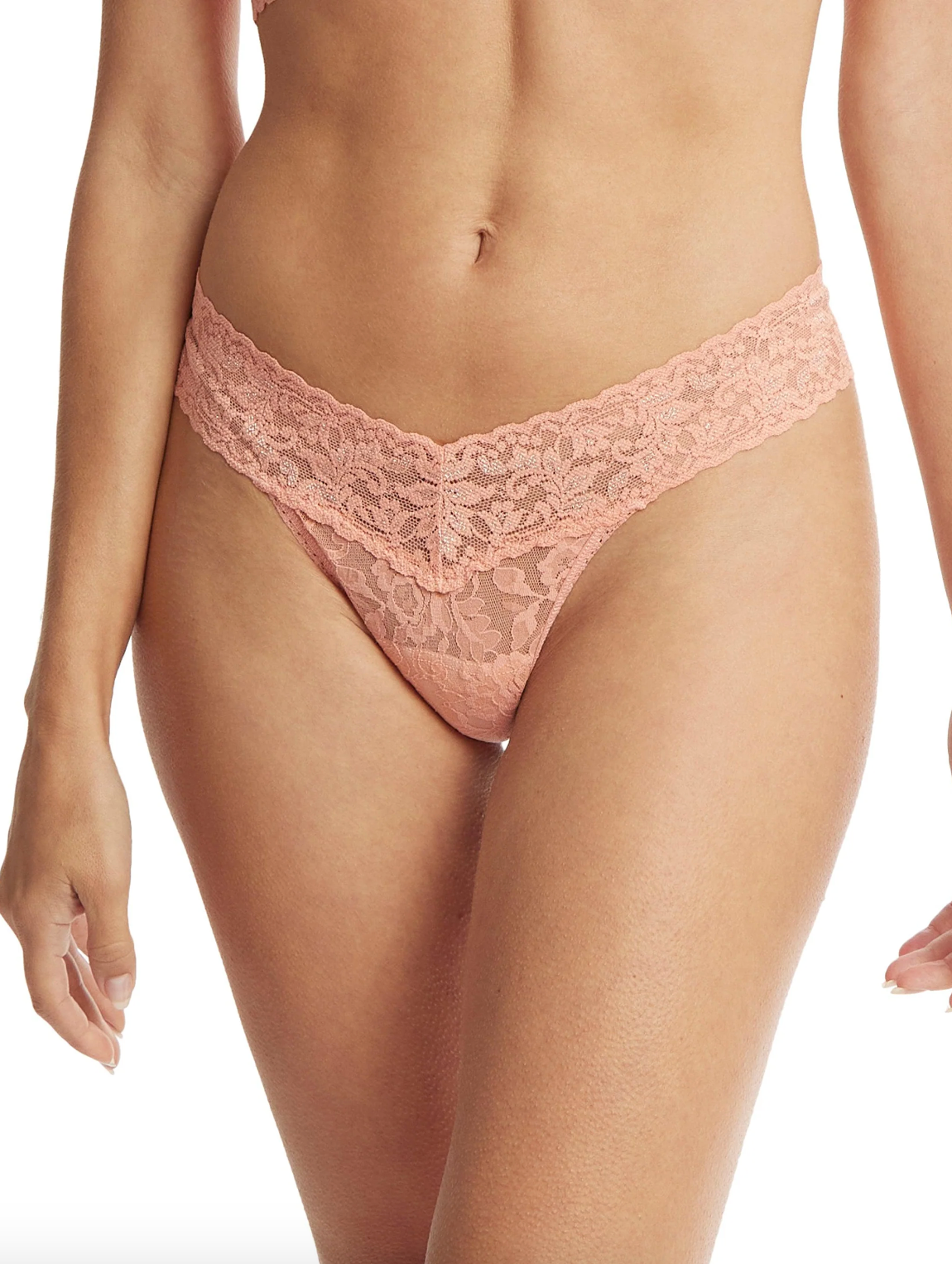 Signature Lace Low Rise Thong - Snapdragon Peach