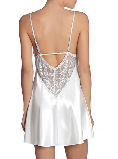 In Bloom by Jonquil Two-Tone Lace A-Line V-back Chemise in Ivory