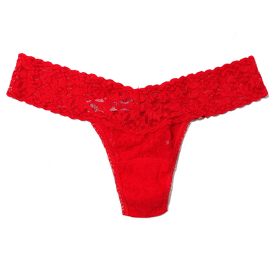 Signature Lace Low Rise Thong - Red