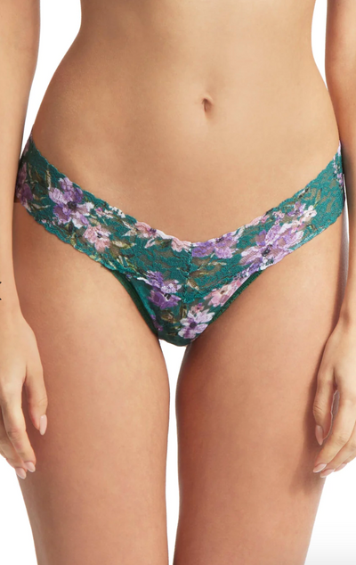 Printed Signature Lace Low Rise Thong - Flowers in Your Hair