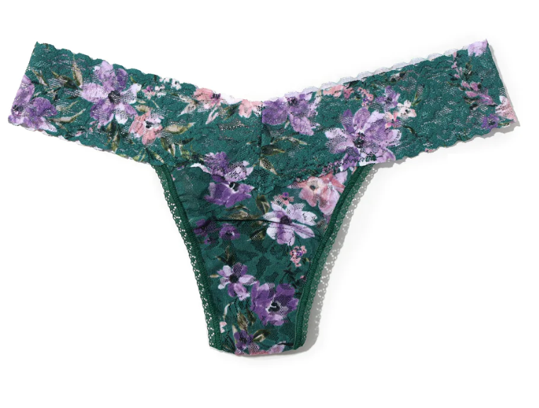 Printed Signature Lace Low Rise Thong - Flowers in Your Hair