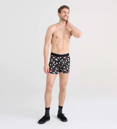 DropTemp™ Cooling Cotton Boxer Brief - Happy Hour - Black