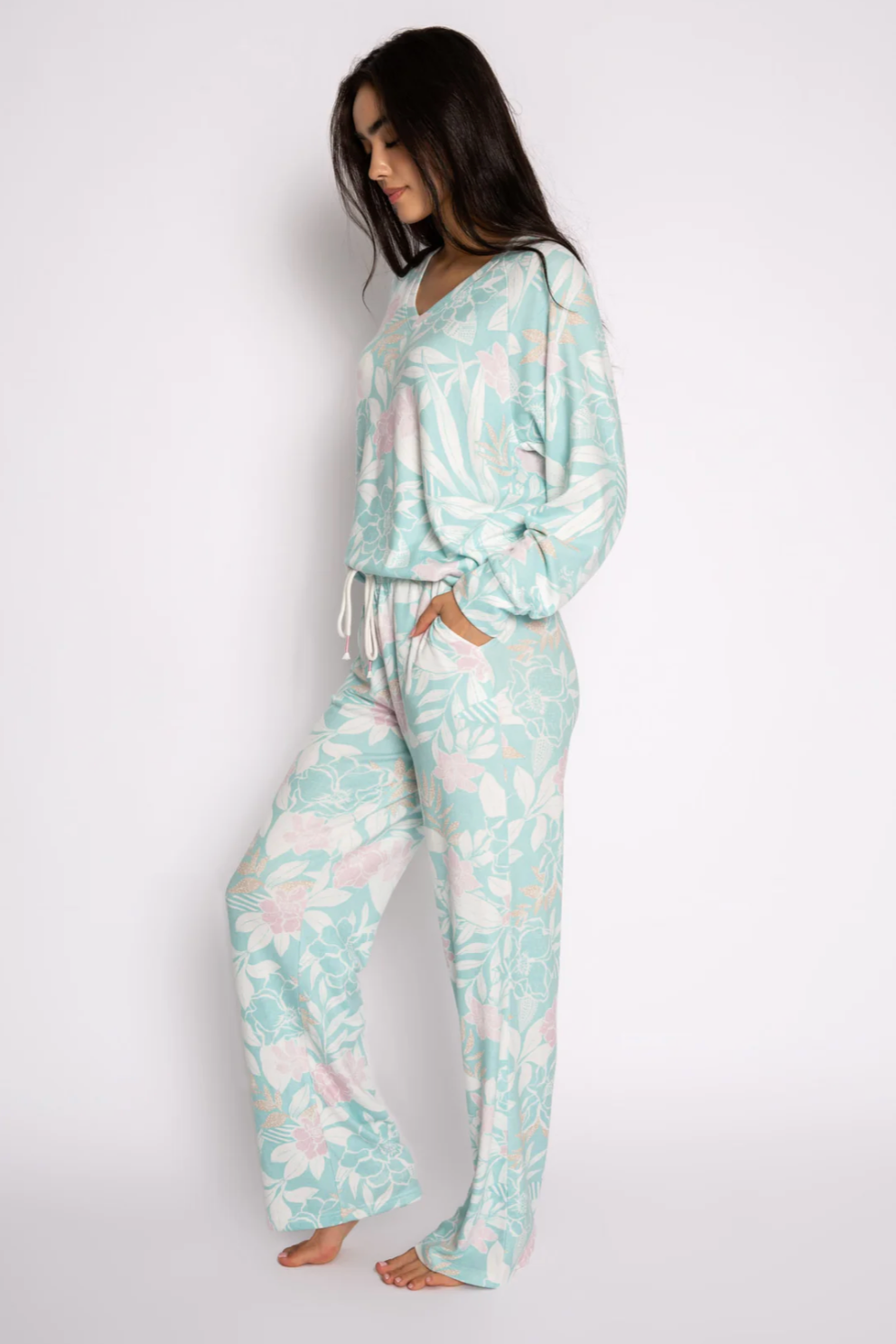 Peachy Party Lounge Pant - Seafoam