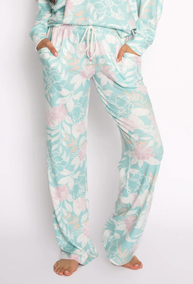 Peachy Party Lounge Pant - Seafoam