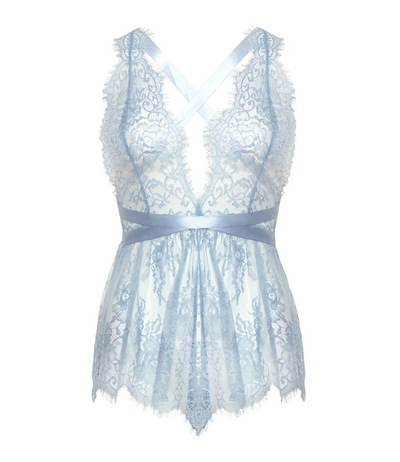Brea Lace Romper - Brunnera Blue