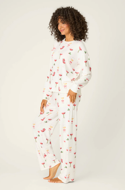 Let's Get Toasty Holiday Wine Print Pants