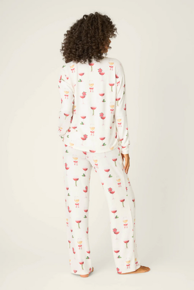 Let's Get Toasty Holiday Wine Print Pants
