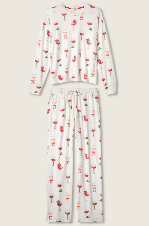 Let's Get Toasty Holiday Wine Print Pants