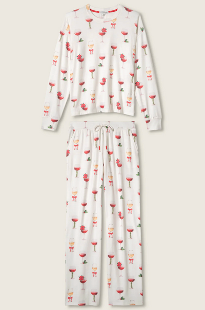 Let's Get Toasty Holiday Wine Print Pants