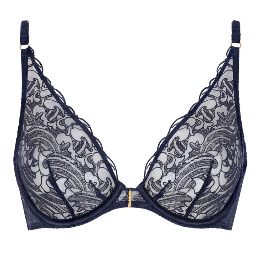 Satin Memories Underwired Triangle Bra - Deep Sea