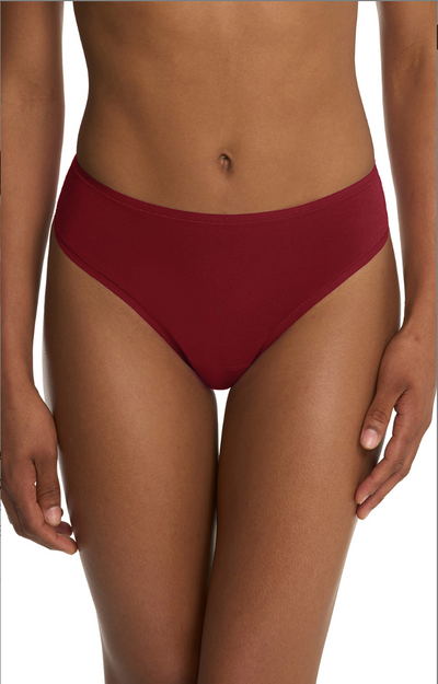 Bliss Bare Cotton Thong - Dark Red