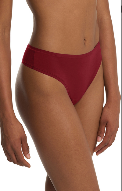 Bliss Bare Cotton Thong - Dark Red