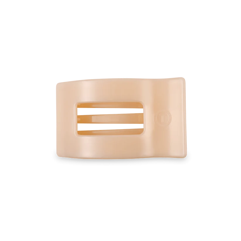 Small Flat Rectangle Hair Clip - Almond Beige