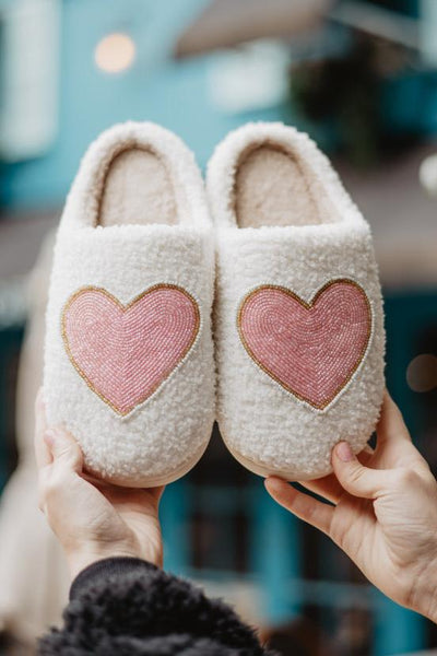 Slippers - Beaded Heart