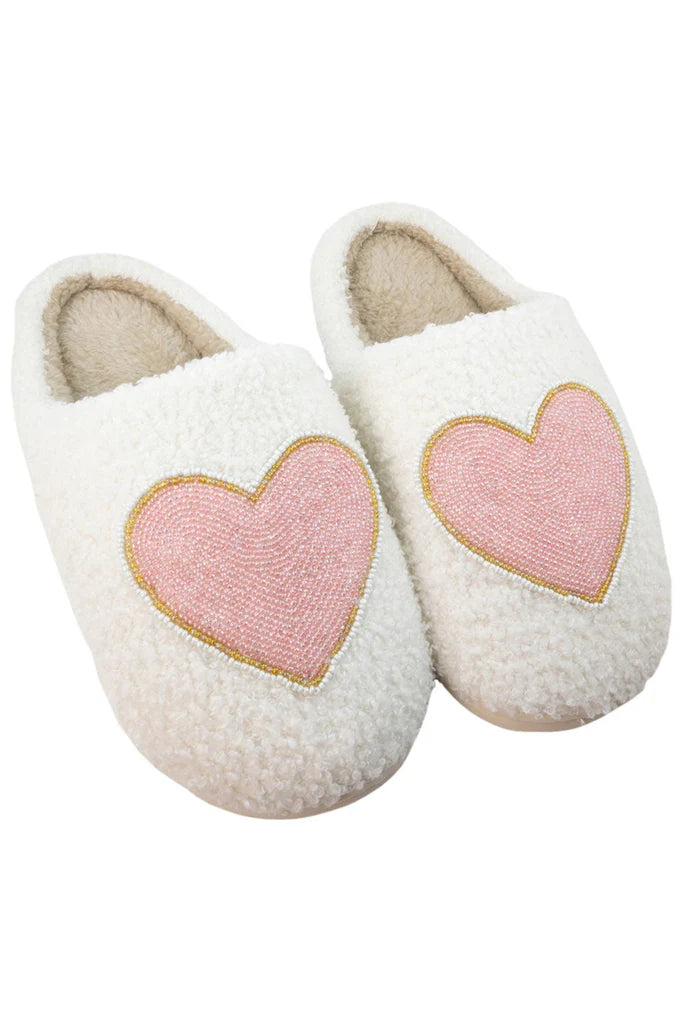 Slippers - Beaded Heart